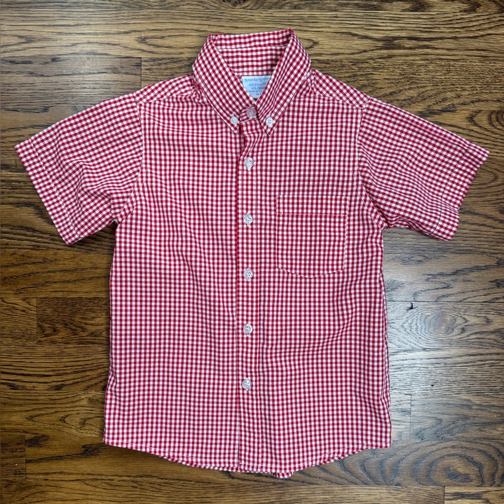 Remember Nguyen Boys Red Checked Short Sleeve Kids Shirt Size 4T